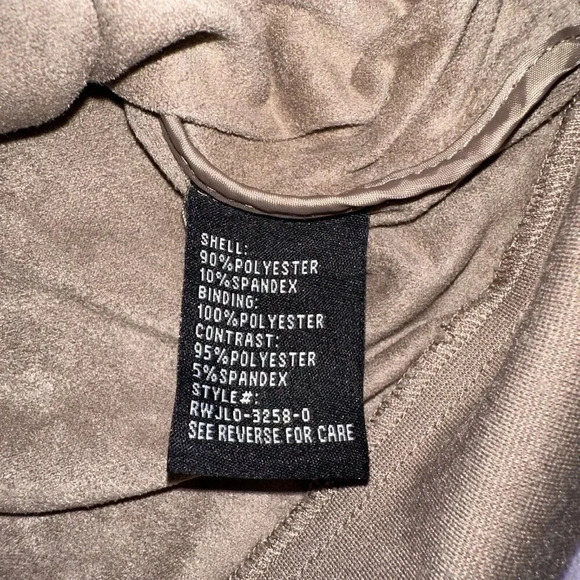 BNCI by Blanc Noir Women's Distressed Faux Suede Jacket Varsity Brown Zip Sz L - Picture 6 of 6